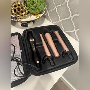 Beachwaver Co Auto Rotating Curling Iron Set Pink w Case